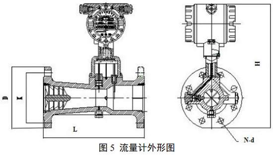 DN15旋進(jìn)旋渦流量計(jì)外形圖